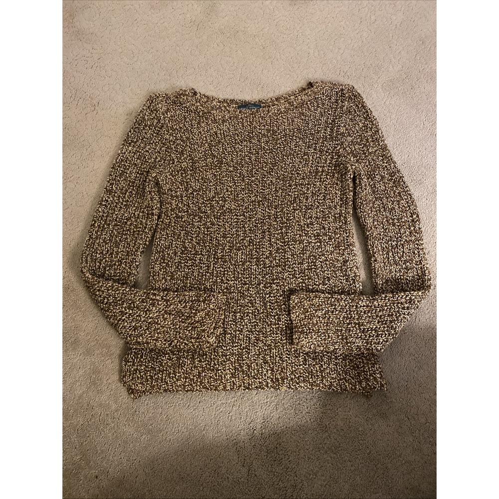LAUREN JEANS CO RALPH LAUREN WOMEN'S‎ BROWN/BEIGE COTTON KNIT PULLOVER SWEATER M
